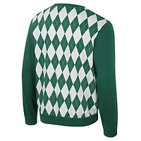 Men's Colosseum Green Michigan State Spartans The Dealio Argyle Pullover Sweatshirt