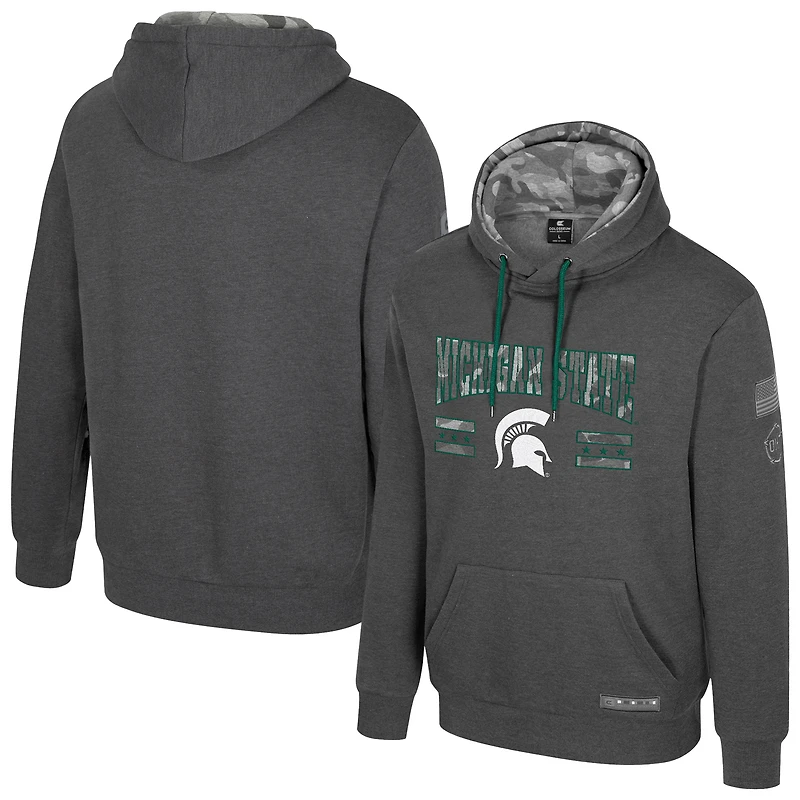 Men's Colosseum  Heather Charcoal Michigan State Spartans Operation Hat Trick Squad Hoodie