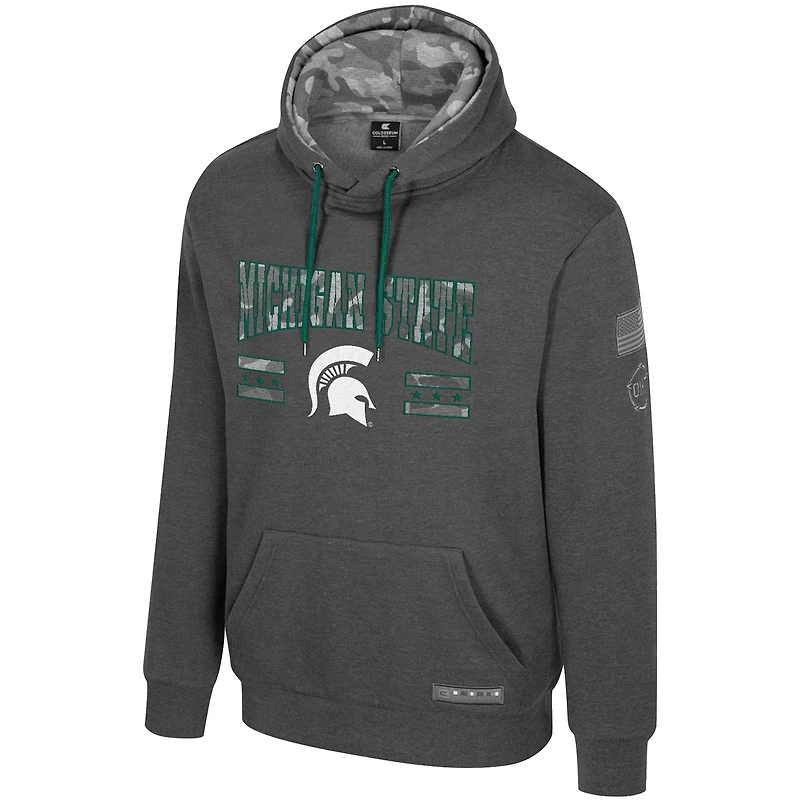 Sweat à capuche Colosseum Heather Charcoal Michigan State Spartans Operation Hat Trick Squad pour homme