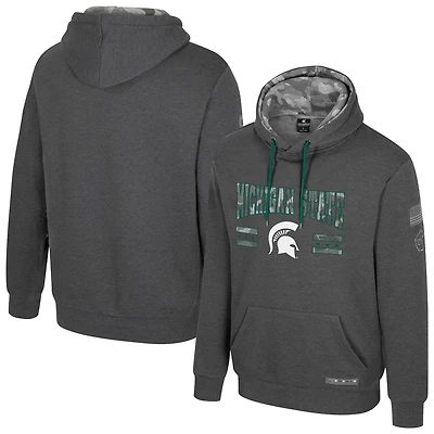Men's Colosseum  Heather Charcoal Michigan State Spartans Operation Hat Trick Squad Hoodie