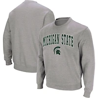 Colosseum Heather Grey Michigan State Spartans Arch & Logo Crew Neck Sweat-shirt pour homme