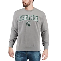 Colosseum Heather Grey Michigan State Spartans Arch & Logo Crew Neck Sweat-shirt pour homme