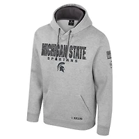 Men's Colosseum Heather Gray Michigan State Spartans Oorah OHT Military Appreciation Pullover Hoodie