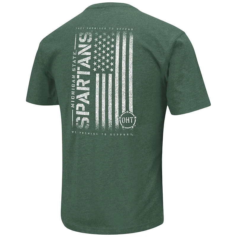 T-shirt Colosseum Heather Green Michigan State Spartans OHT pour hommes, drapeau d'appréciation militaire 2.0