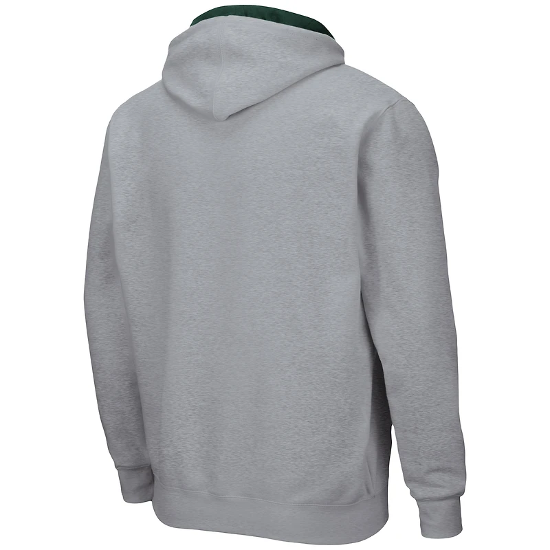 Men's Colosseum Heathered Gray Michigan State Spartans Arch & Logo 3.0 Full-Zip Hoodie