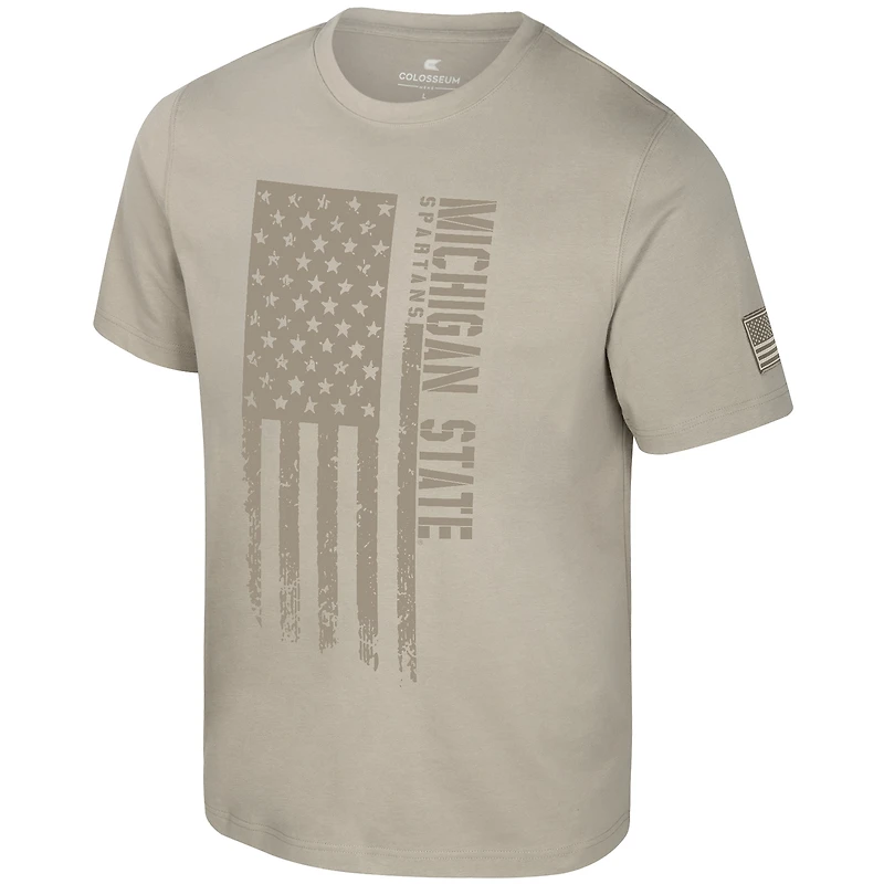 T-shirt pour homme Colosseum Oatmeal Michigan State Spartans Operation Hat Trick Dune Flag