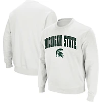 Men's Colosseum White Michigan State Spartans Arch & Logo Crew Neck Sweatshirt