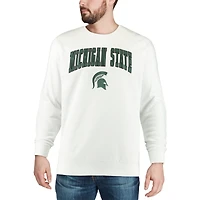 Men's Colosseum White Michigan State Spartans Arch & Logo Crew Neck Sweatshirt