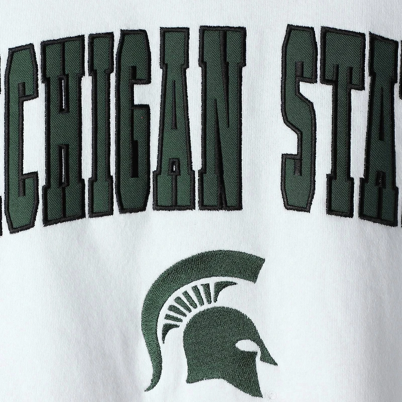 Men's Colosseum White Michigan State Spartans Arch & Logo Crew Neck Sweatshirt
