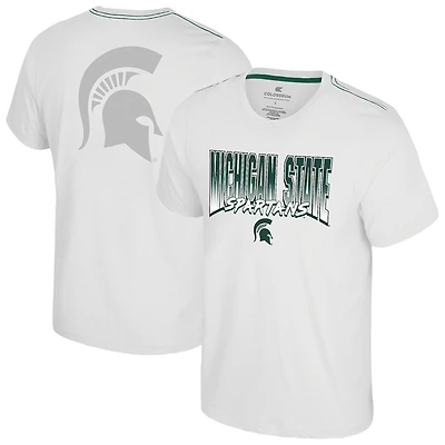T-shirt à double logo blanc Colosseum Michigan State Spartans pour hommes