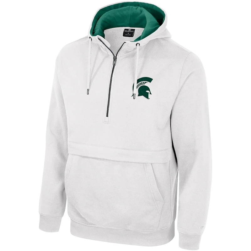 Sweat à capuche demi-zip Colosseum blanc Michigan State Spartans pour hommes