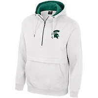 Sweat à capuche demi-zip Colosseum blanc Michigan State Spartans pour hommes