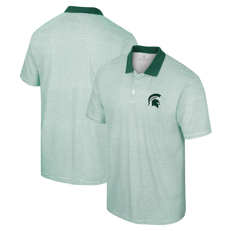 Men's Colosseum White Michigan State Spartans Print Stripe Polo