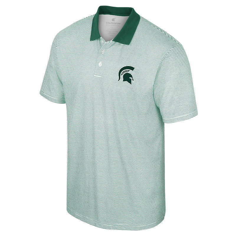 Men's Colosseum White Michigan State Spartans Print Stripe Polo