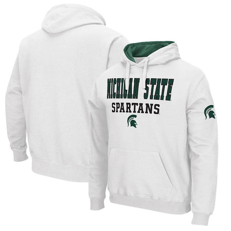 Men's Colosseum White Michigan State Spartans Sunrise Pullover Hoodie