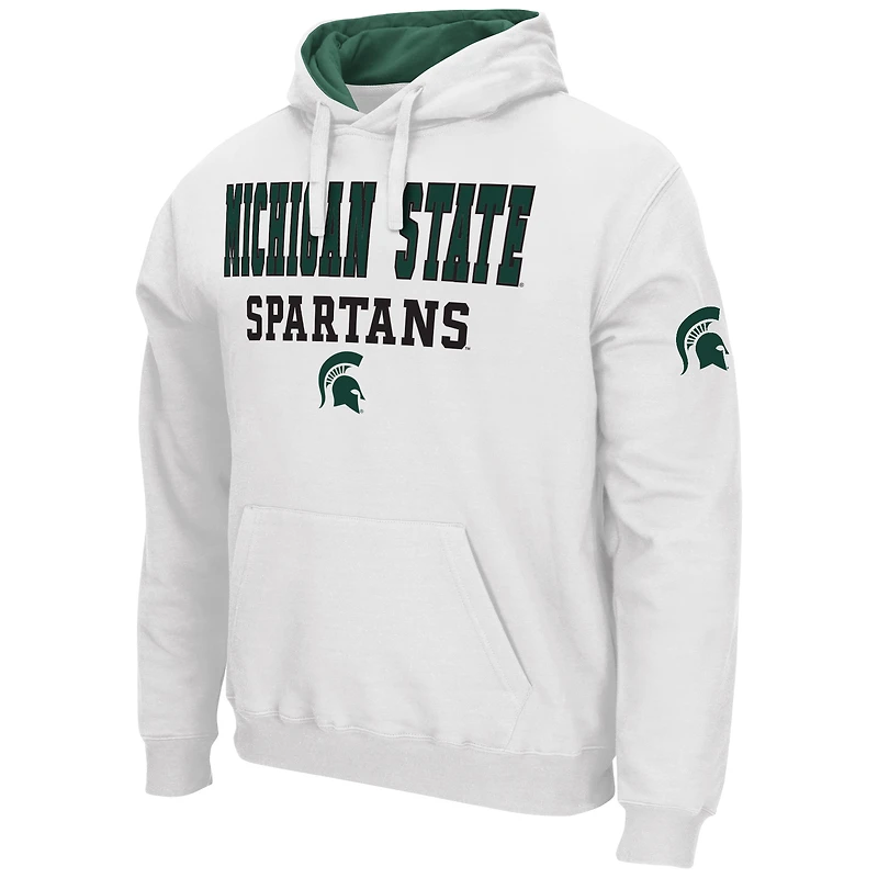 Men's Colosseum White Michigan State Spartans Sunrise Pullover Hoodie