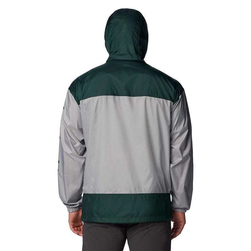 Veste à capuche coupe-vent fermeture éclair intégrale Columbia State Spartans Flash Challenger Omni-Shade pour hommes, gris