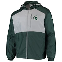 Men's Columbia Green/Gray Michigan State Spartans Flash Forward Hoodie Full-Zip Lightweight Windbreaker