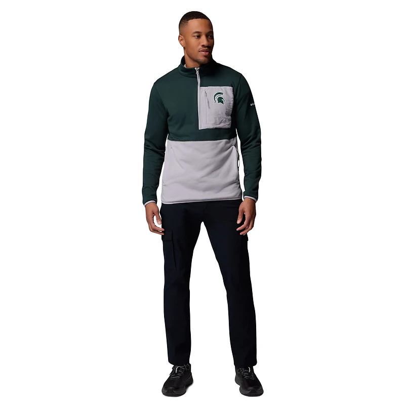 Men's Columbia Green/Gray Michigan State Spartans Hike Omni-Wick Half-Zip Pullover