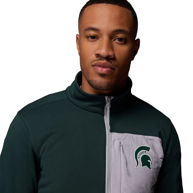 Men's Columbia Green/Gray Michigan State Spartans Hike Omni-Wick Half-Zip Pullover