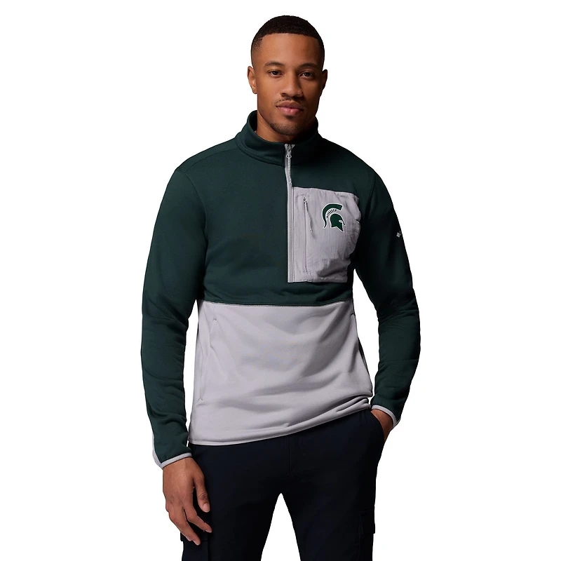 Pull mi-zippé Omni-Wick Hike vert/gris pour homme de Columbia Michigan State Spartans