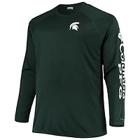 T-shirt raglan à manches longues pour hommes Columbia State Spartans Big & Tall Terminal Tackle Omni-Shade vert