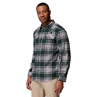 Chemise boutonnée à manches longues en flanelle Omni-Wick pour homme, modèle vert Columbia Michigan State Spartans