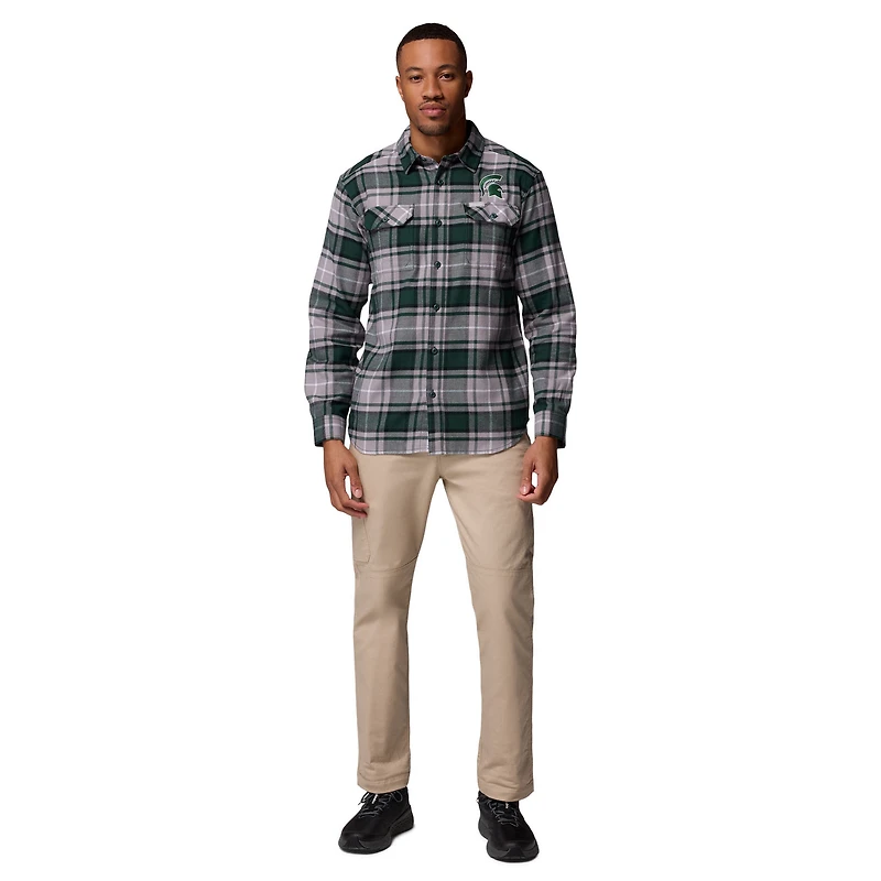 Men's Columbia  Green Michigan State Spartans Flare Gun Omni-Wick Flannel Long Sleeve Button-Up Shirt