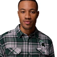 Men's Columbia  Green Michigan State Spartans Flare Gun Omni-Wick Flannel Long Sleeve Button-Up Shirt