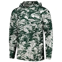 Columbia Green Michigan State Spartans PFG Terminal Tackle Omni-Shade Rippled T-shirt à capuche manches longues pour homme