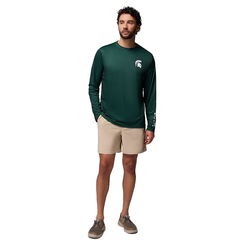 Men's Columbia  Green Michigan State Spartans PHG Terminal Shot Long Sleeve T-Shirt