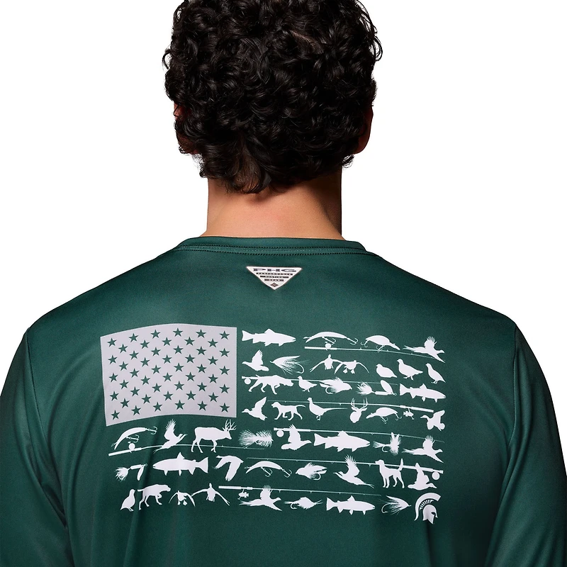 Men's Columbia  Green Michigan State Spartans PHG Terminal Shot Long Sleeve T-Shirt