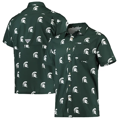Chemise boutonnée Columbia State Spartans Super Slack Tide Omni-Shade pour homme, vert
