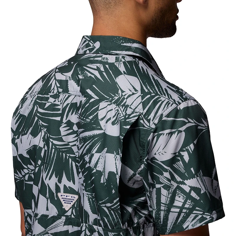 Chemise boutonnée Super Slack Tide Omni-Wick verte pour homme des Spartans de l'État du Michigan Columbia