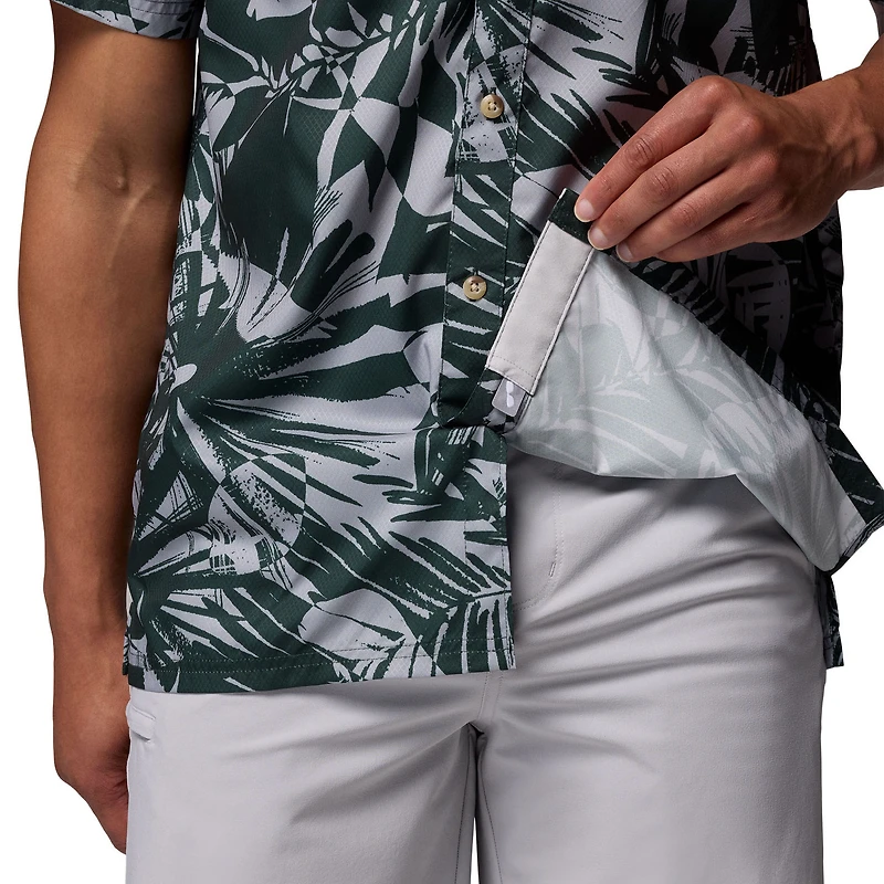 Chemise boutonnée Super Slack Tide Omni-Wick verte pour homme des Spartans de l'État du Michigan Columbia