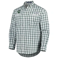Chemise boutonnée à manches longues pour homme Columbia Green Michigan State Spartans Super Tamiami Omni-Shade