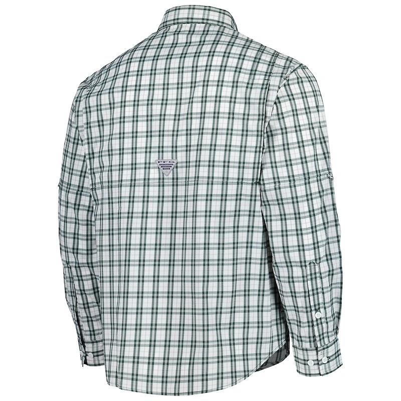 Chemise boutonnée à manches longues pour homme Columbia Green Michigan State Spartans Super Tamiami Omni-Shade