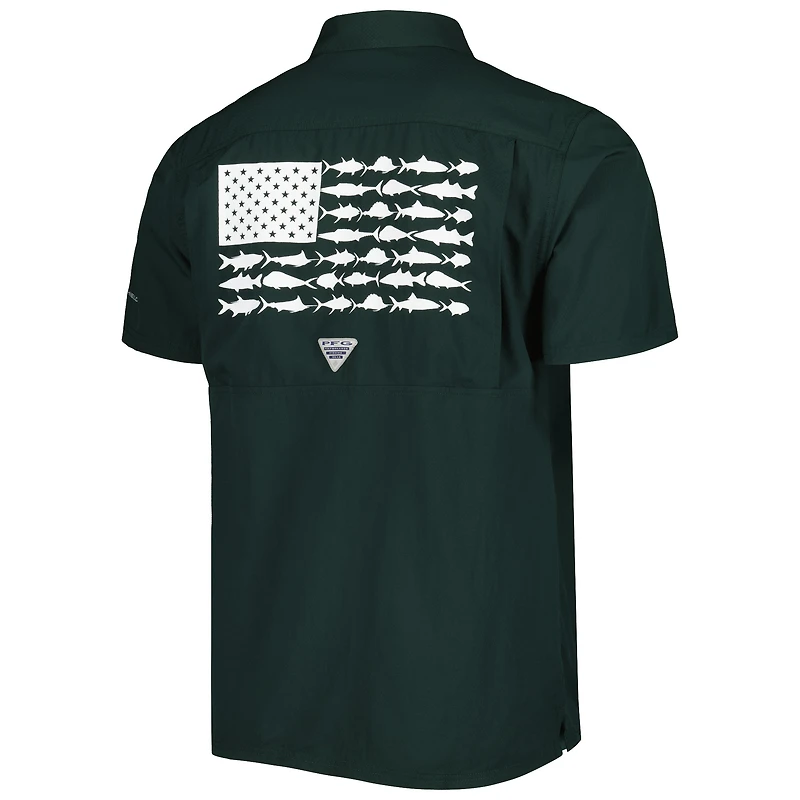 Chemise boutonnée Columbia PFG Michigan State Spartans Slack Tide Camp vert pour homme