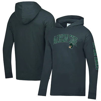 Men's ComfortWash  Charcoal Michigan State Spartans Long Sleeve Hooded T-Shirt