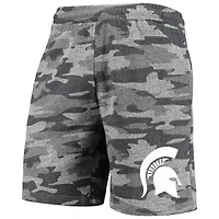 Short de détente Concepts Sport anthracite/gris Michigan State Spartans Camo Backup Terry Jam pour hommes