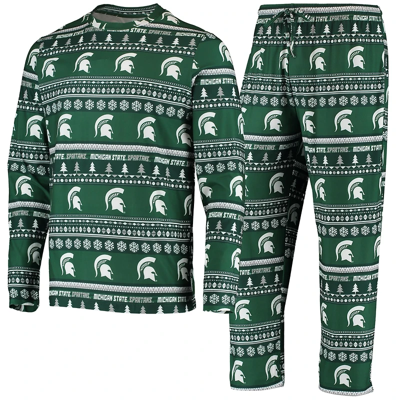 Ensemble pull et pantalon en tricot à manches longues Concepts Sport vert Michigan State Spartans pour hommes