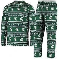 Ensemble pull et pantalon en tricot à manches longues Concepts Sport vert Michigan State Spartans pour hommes