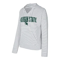 Men's Concepts Sport  White/Gray Michigan State Spartans French Terry Striped V-Neck Pullover Hoodie