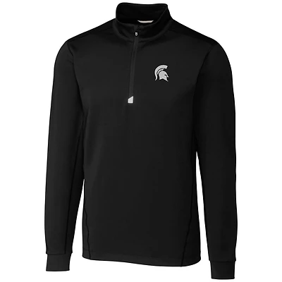 Men's Cutter & Buck Black Michigan State Spartans Big Tall Traverse Half-Zip Jacket