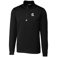 Men's Cutter & Buck Black Michigan State Spartans Big Tall Traverse Half-Zip Jacket