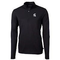 Pull-over à col zippé Cutter & Buck Black Michigan State Spartans pour homme, grandes tailles, en piqué écologique recyclé Virtue.