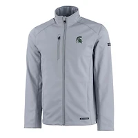 Veste zippée intégrale recyclée Evoke Eco Softshell pour homme, grise, des Spartans de l'État du Michigan, Cutter & Buck