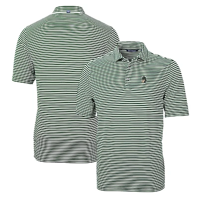 Polo Cutter & Buck Green Michigan State Spartans Throwback Logo Virtue Eco Pique Stripe en tissu recyclé pour homme