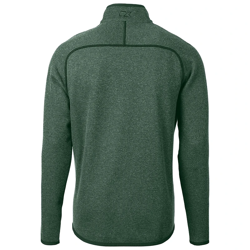 Veste pull en tricot zippé pour homme, couleur vert chiné, des Spartans de l'État du Michigan, Cutter & Buck