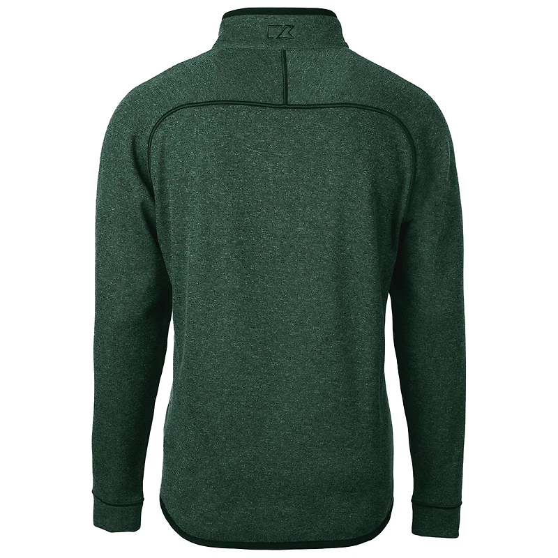 Pull-over zippé demi-zip en maille vert chiné Cutter & Buck pour homme, Michigan State Spartans.